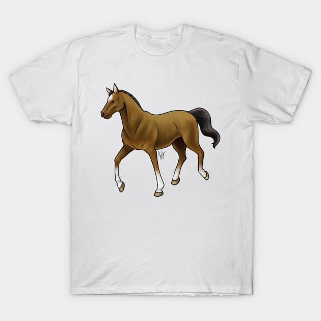 Horse - Thoroughbred - Brown T-Shirt by Jen's Dogs Custom Gifts and Designs